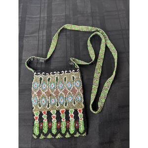 Rare CHRISTIANA Multicolor Glass Beaded Crossbody Bag Purse 👀🔥👀
